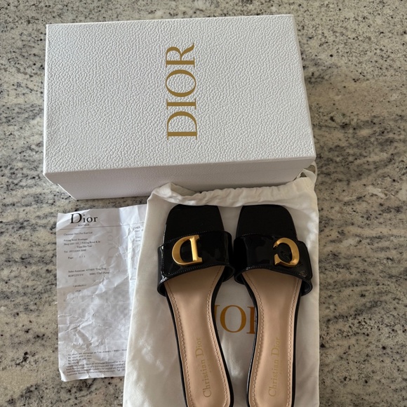 Dior Black Leather Slides - Picture 2 of 4